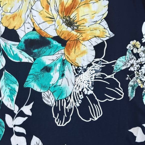 Connected Apparel Floral Print Dress Flowy Midi Dress Size 12 Navy Blue White - Picture 4 of 8